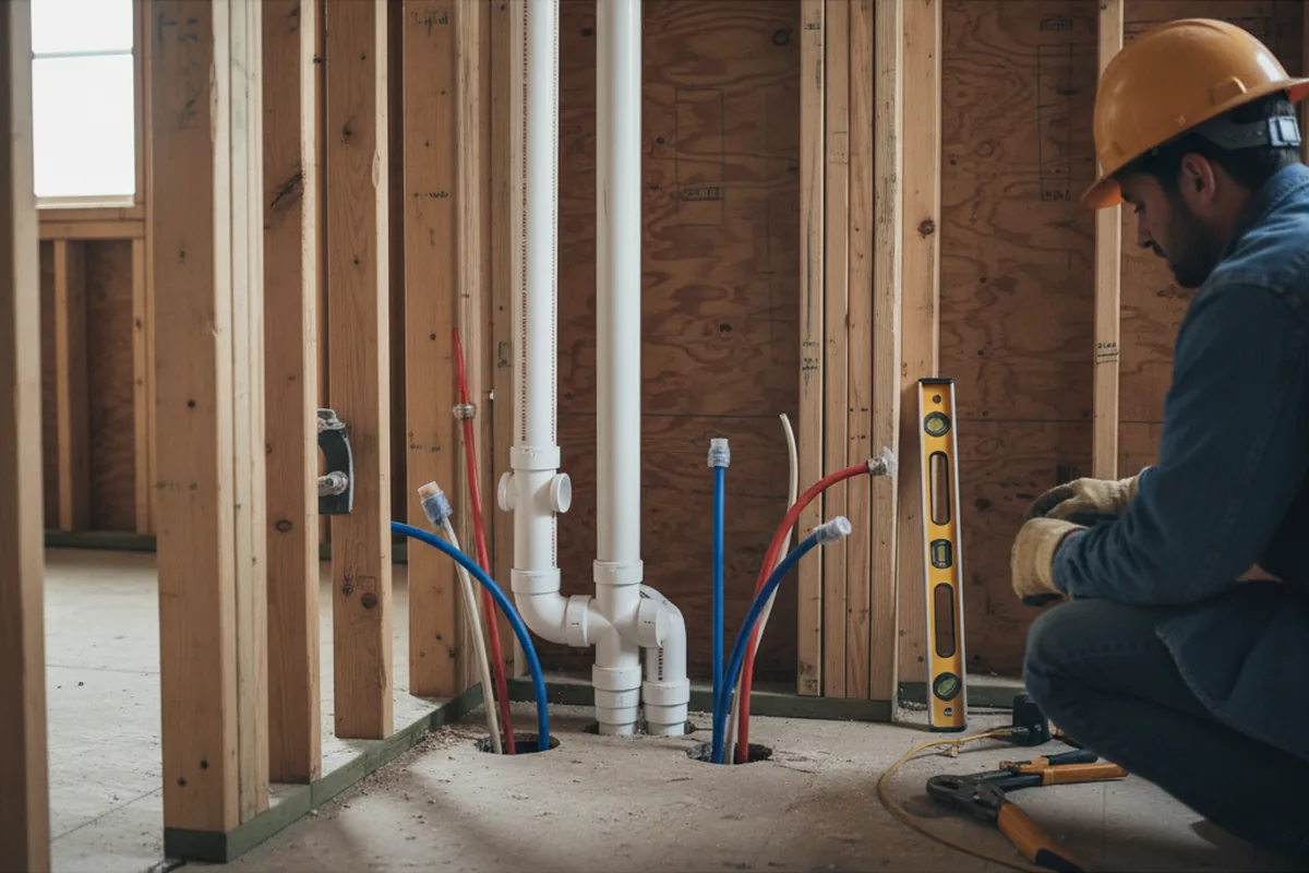 Drain and supply rough-in during Drain Cleaning in Lake Luzerne
